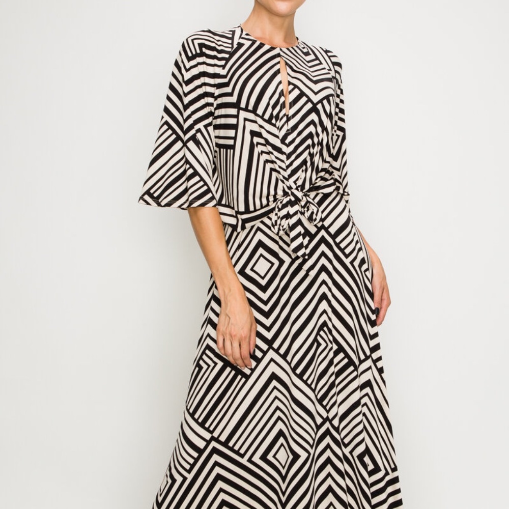 Last one! New size small vintage style black and white striped gown.Janette 3:16